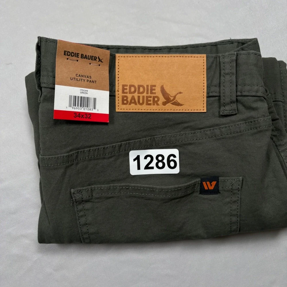 Eddie Bauer Pants Mens 34x32 Canvas Utility Pant Green Specialty Dyed